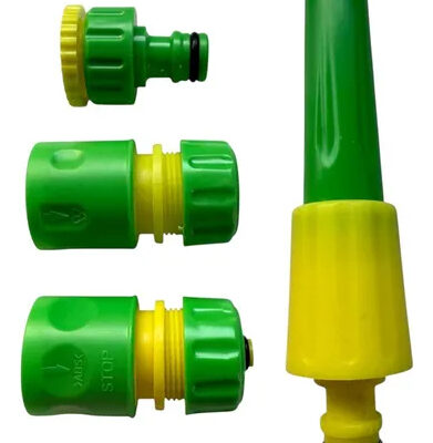 Lanza Pistola De Riego Kit + Accesorios Acople Rapido Prem