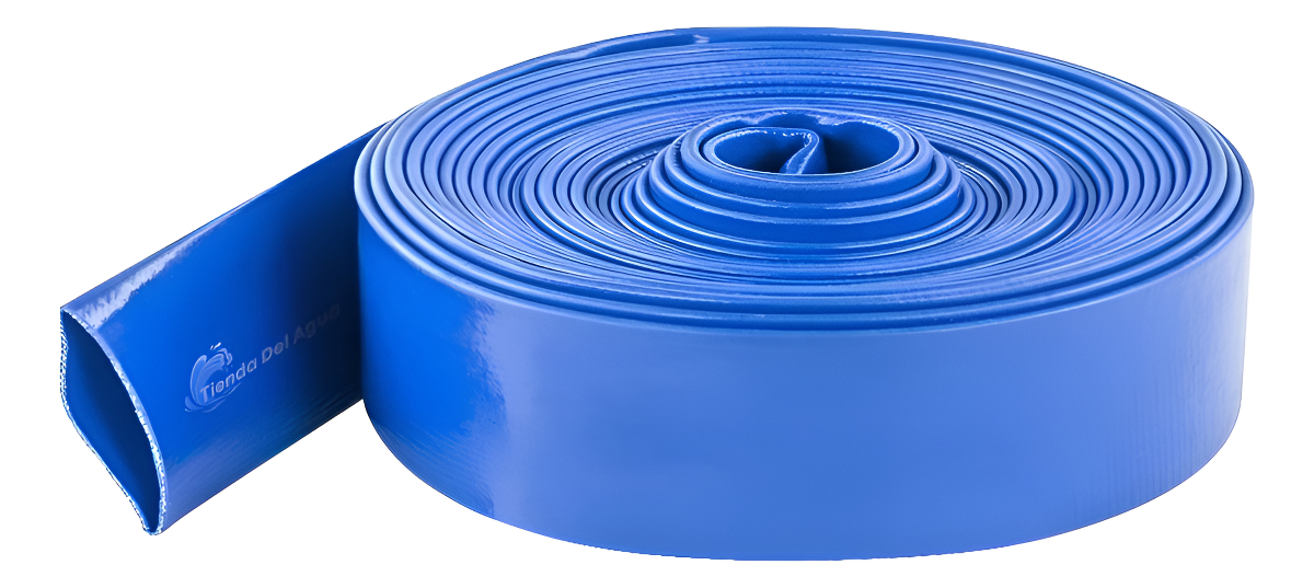 Manguera Manga Plana Reforzada Azul C/tela 2 PuLG 51mm 50mts