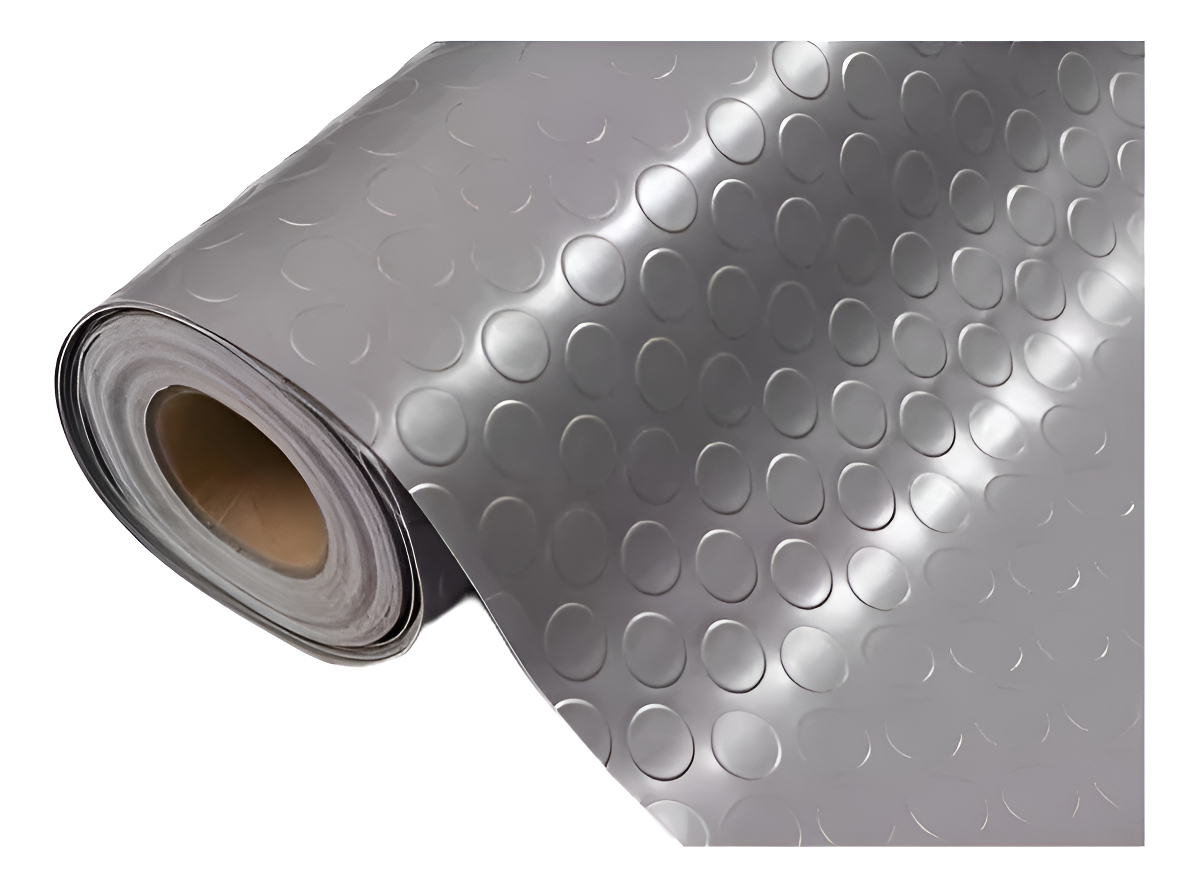 Piso De Goma/pvc Moneda 3mm Gris 1,20x10mts Oficina Gimnasio