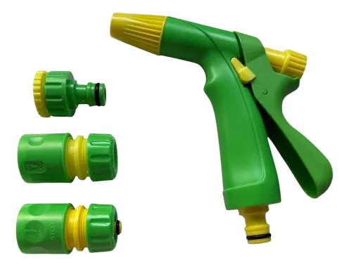 Pistola De Riego + Accesorios Conectores Acople Rapido