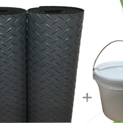 Combo Piso Semilla Gris Simil Goma 7.5m2 + Adhesivo!!