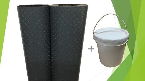 Combo Piso Bloque Moneda Gris Simil Goma 15m2 + Adhesivo!