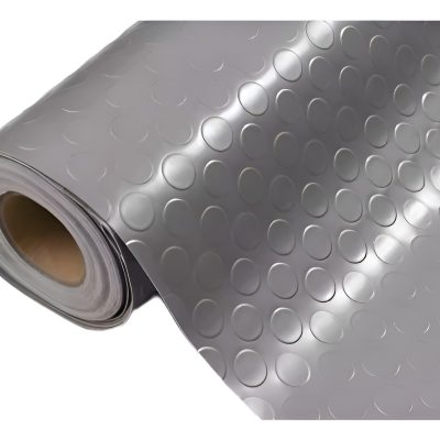 Piso De Goma/pvc Moneda 3mm Gris 1,20mt Ancho Por M2 Oficina