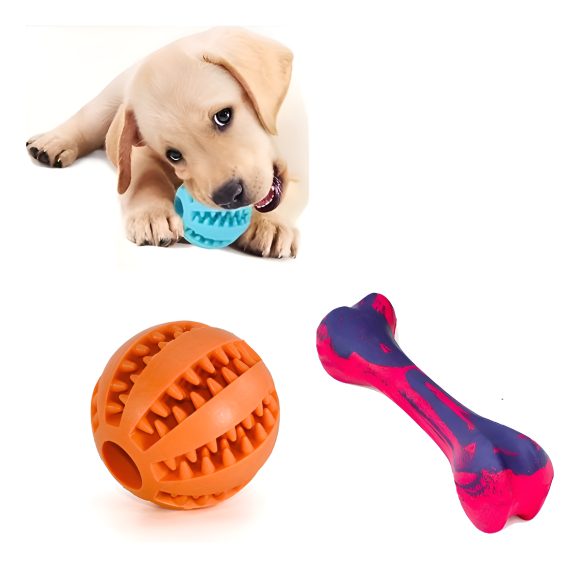 Pelota + Hueso De Caucho Antiestres Para Perro Med/grandes