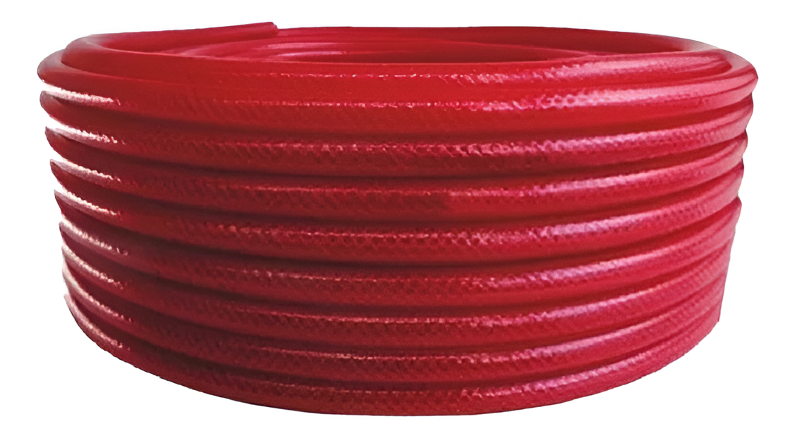 Manguera Afa 6.4mm 50m Compresor Agua Aire 300 Lbs Refuerzo Tela Rojo