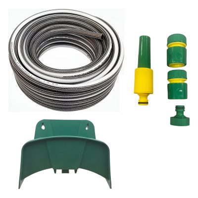 Manguera Riego 1/2 X 25m Anticolapsable Trenzada + Accesorio