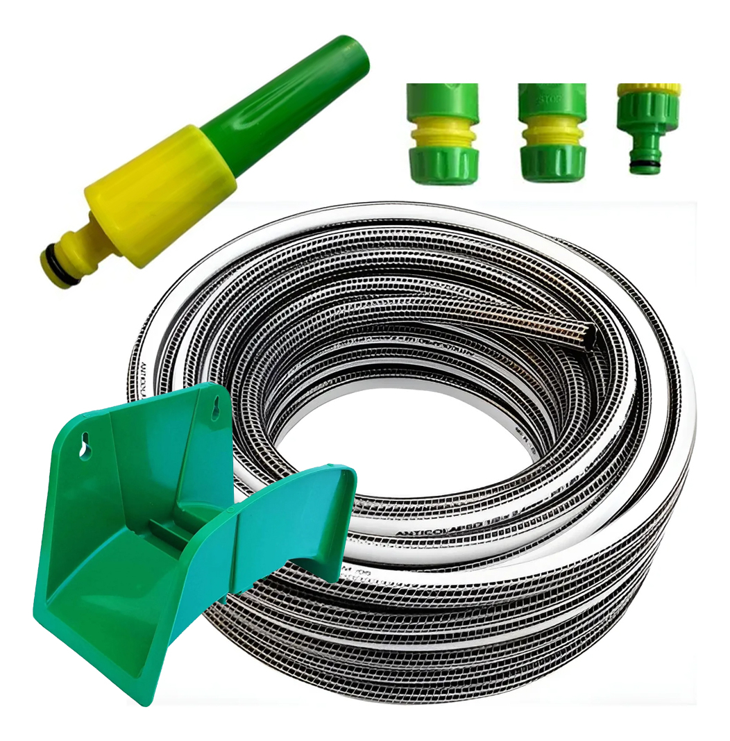 Manguera Riego 1/2 X 15m Anticolapsable Trenzada + Accesorio