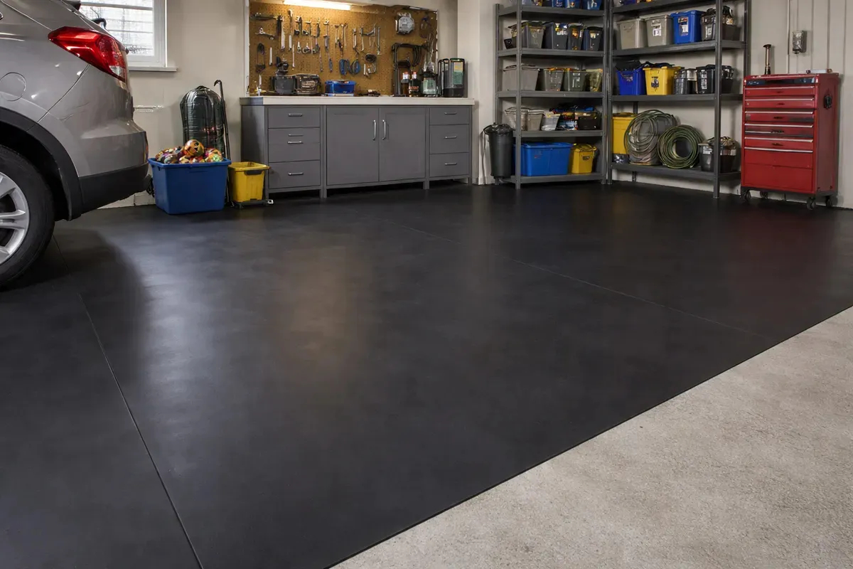 Piso De Goma Liso Negro Gimnasios 2mm X Rollo Entero (20m2) - Image 2