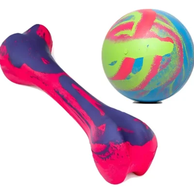 Pelota Y Hueso De Caucho Goma Combo Juguete Perro N 1 Multicolor