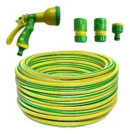 Manguera Riego 3/4 Reforzada X 15 Mts + Accesorios Pistola 7 Verde Y Amarillo