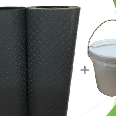 Combo Piso Bloque Gris  Simil Goma 7.5m2 + Adhesivo!!