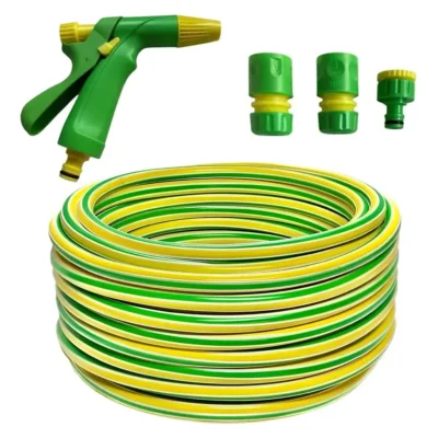 Manguera Riego 3/4 Reforzada X 50 Mts + Accesorios Pistola R Verde Y Amarillo