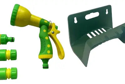 Pistola Riego Multivia + Acc. Acople Rapido + Porta Manguera