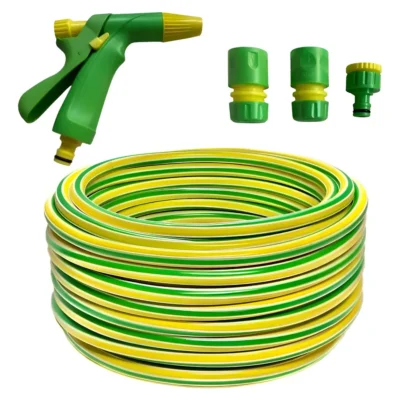 Manguera Riego 1/2 Reforzada X 25 Mts + Accesorios Pistola R Amarillo