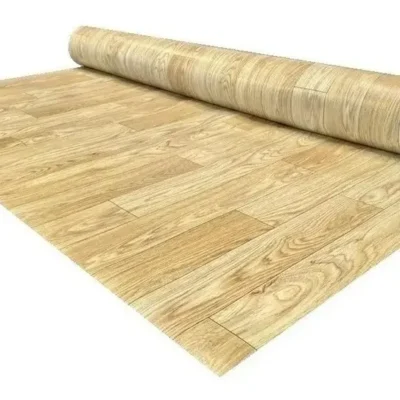 Piso Vinílico Símil Goma Madera Rollo X 10m2 Espesor 1.2m Marrón Claro
