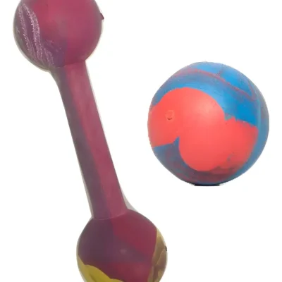 Pelota Y Pesa Caucho Goma Combo Juguete Perro N 4 Multicolor