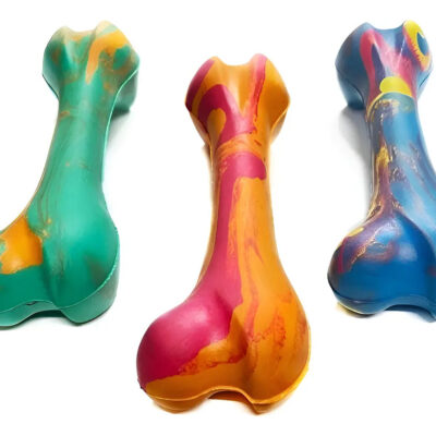 Hueso De Goma Grande Caucho Natural Pack X3 Unidades Multicolor