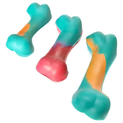 Juguete Para Perros De Goma. Hueso Chico X 3u Caucho Natural Multicolores