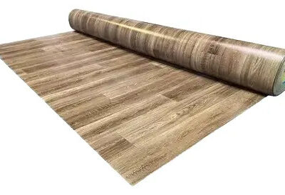 Piso Vinílico Simil Goma Madera Rollo X 10m2 Espesor 1.2mm Marrón Oscuro Símil Madera