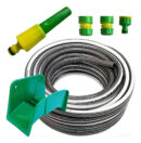 Manguera Riego 1/2 X 20m Anticolapsable Trenzada + Accesorio