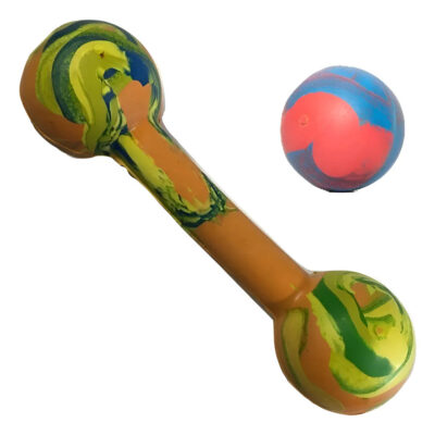 Pelota Y Hueso Con Bocha Caucho Goma Combo Juguete Perro N 3 Multicolor