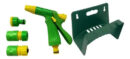 Pistola De Riego Kit + Acc. Acople Rapido + Porta Manguera