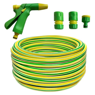 Manguera Riego 3/4 Reforzada X 15 Mts + Accesorios Pistola R Verde Y Amarillo