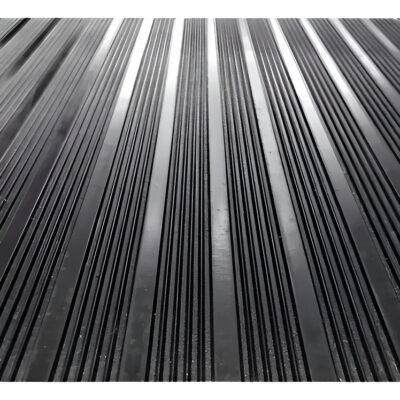 Piso Goma Rayado Bastonado Camiflex 3mm X 5m2 Alto Transito Negro Rayas