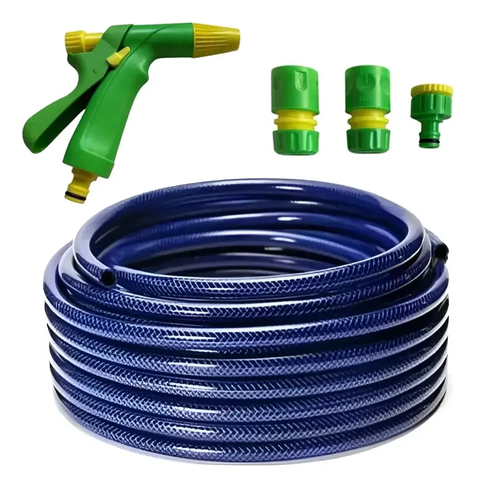 Manguera De Riego 3/4 Trenzada Reforzada X 25mts + Accesorio Azul