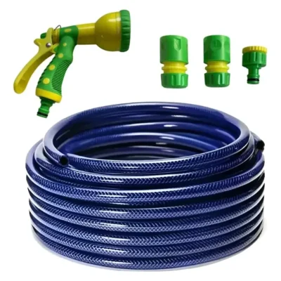 Manguera De Riego Trenzada C/ Pistola Multivia 1/2  X 20mts Azul
