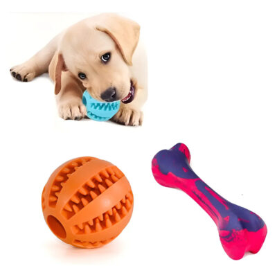 Pelota + Hueso De Caucho Antiestres Para Perro Med/grandes Multicolor