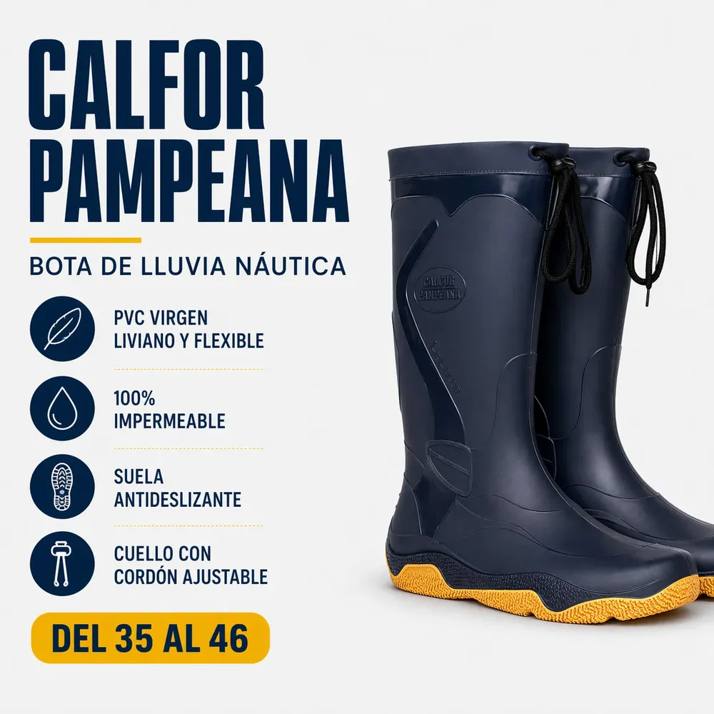 Bota Lluvia Náutica Marine Calfor Pampeana Cuello Cordon(dep - Image 14