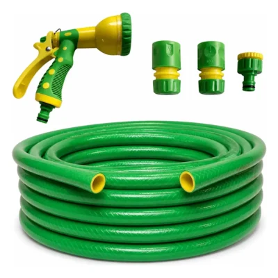 Manguera De Riego Trenzada 1/2 X 15mts + Kit Accesorio Verde Verde
