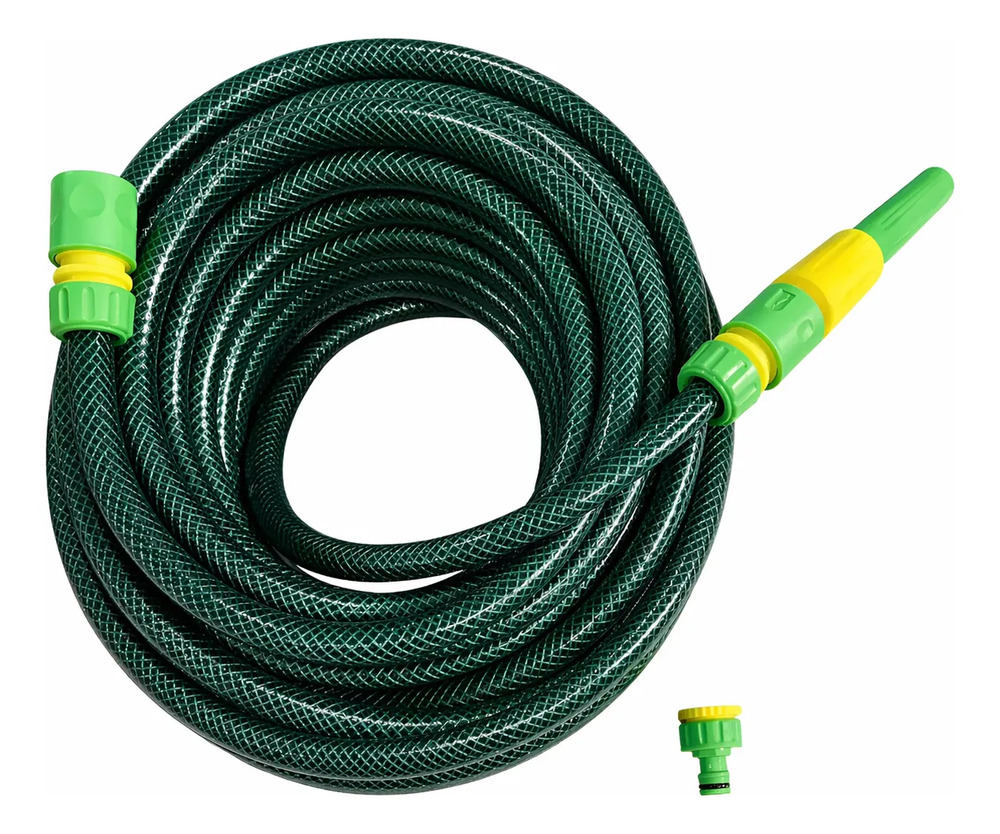 Manguera De Riego 3/4 Trenzada Reforzada X 50mts + Accesorio Verde