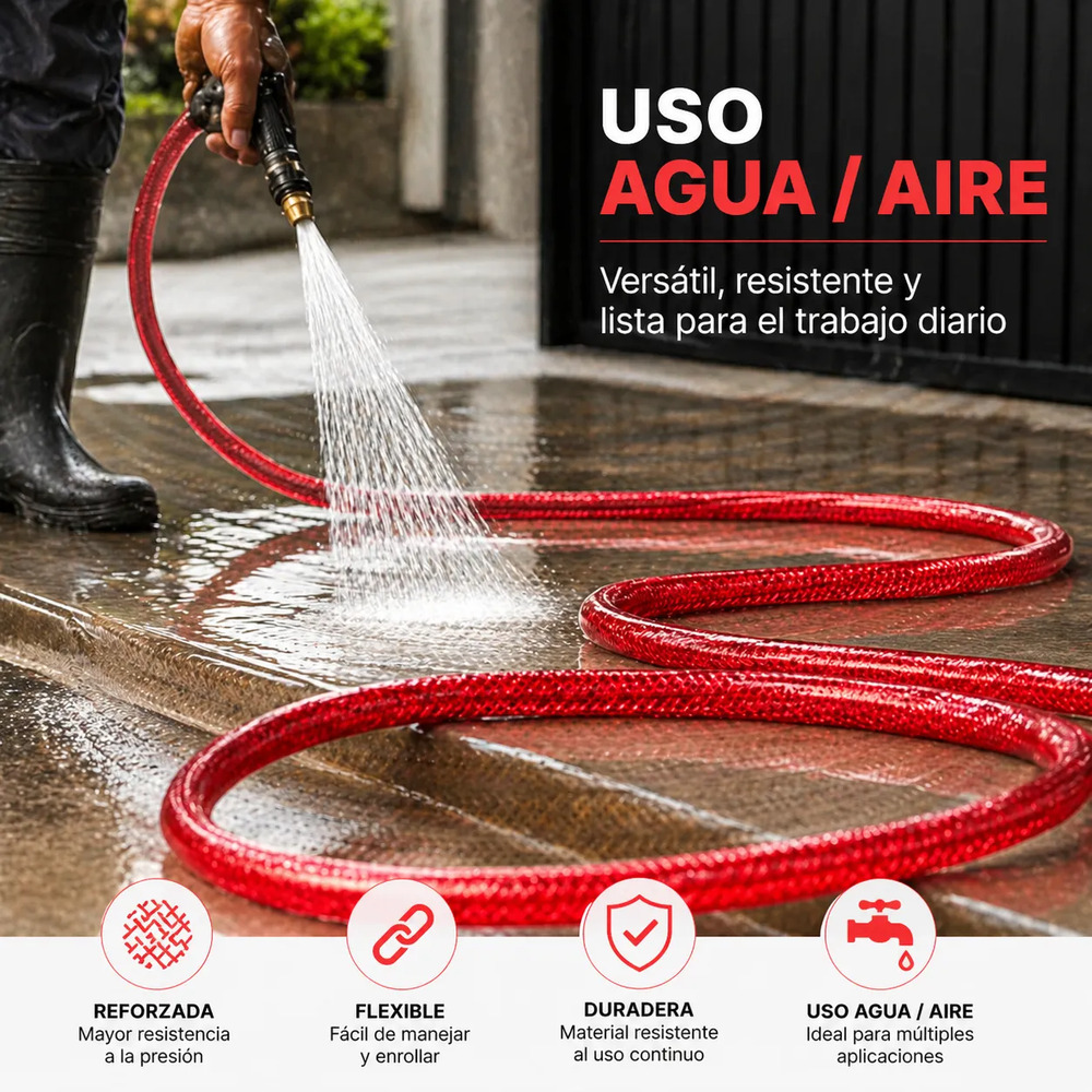 Manguera Para Compresor Agua/aire 3/8 (10mm) 300 Lbs X 25mts - Image 5