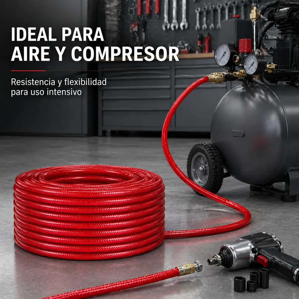 Manguera Presion Aire Roja 8mm 5/16 Rollo X 25mts Compresor - Image 4