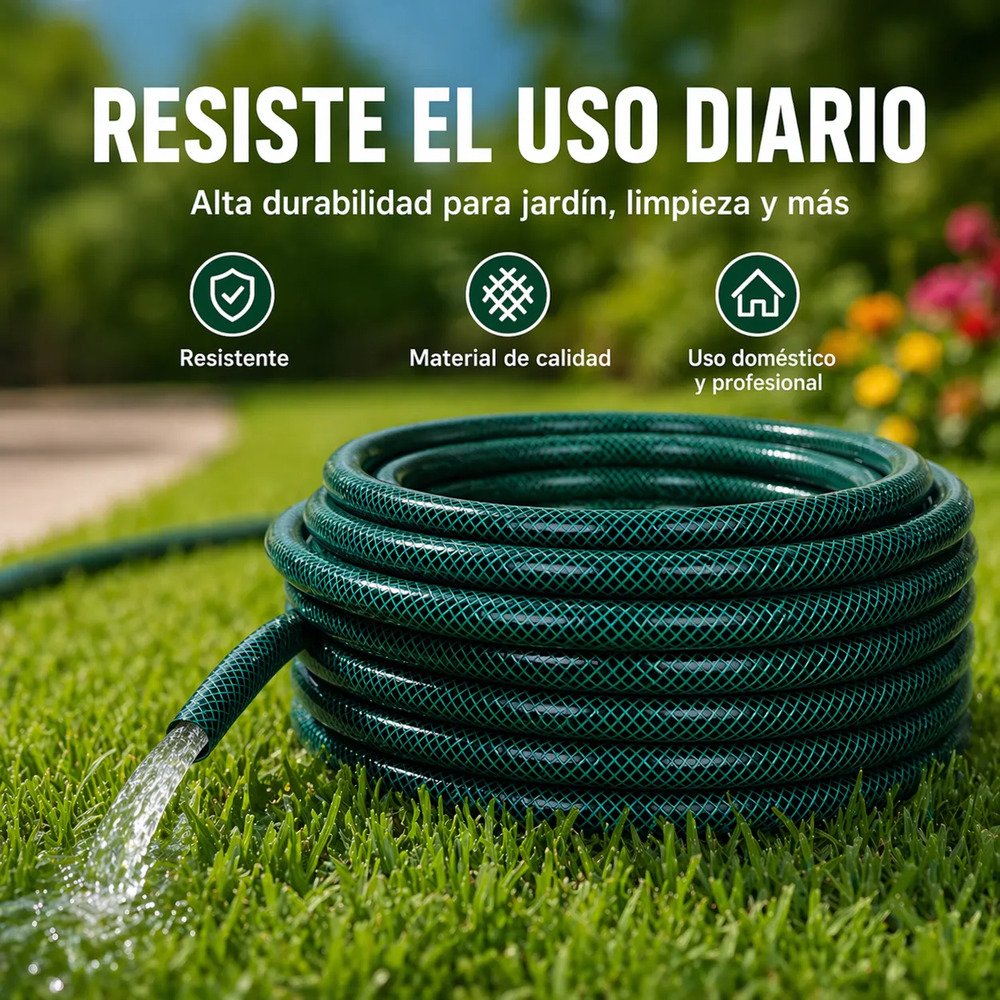 Manguera De Riego 3/4 Trenzada Reforzada X 15mts + Accesorio Verde - Image 3