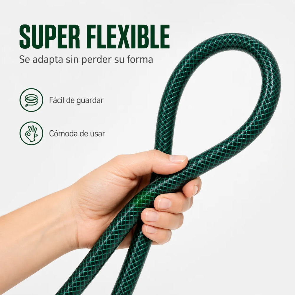 Manguera De Riego 3/4 Trenzada Reforzada X 20mts + Accesorio Verde - Image 3