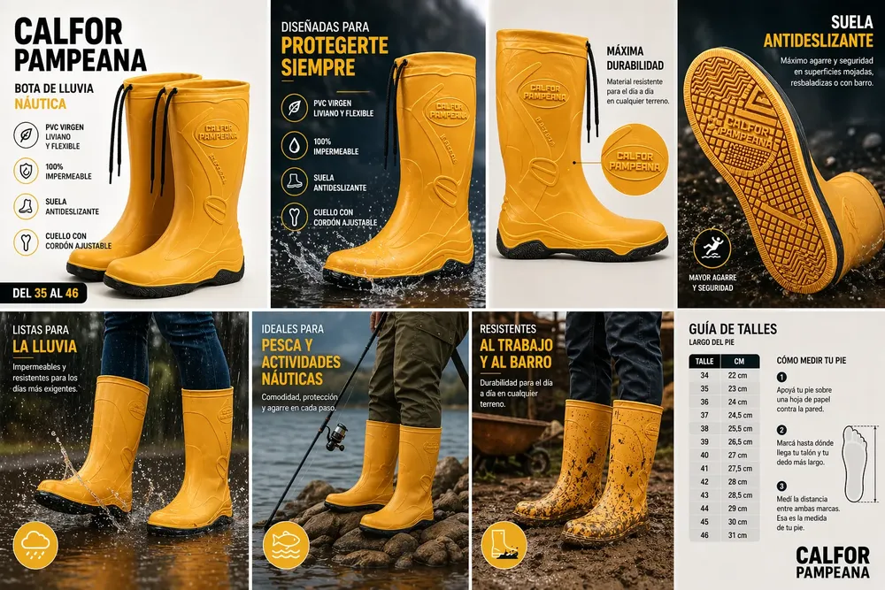 Bota Lluvia Náutica Marine Calfor Pampeana Cuello Cordon(dep - Image 6
