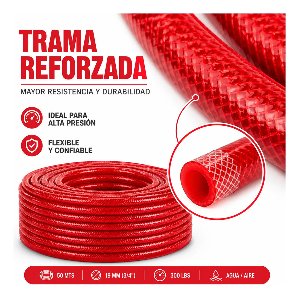 Manguera Roja Compresor Agua/aire 1/4 (6mm) 300 Lbs X 15mts - Image 2